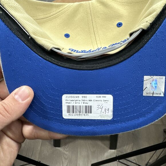 Philadelphia 76ers Mitchell & Ness Khaki Classic Canvas Snapback Hat Cap NEW - Picture 5 of 7
